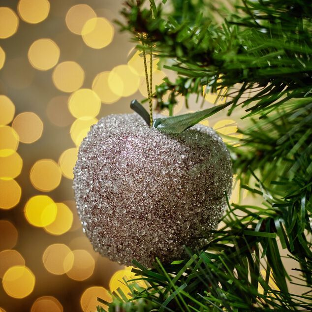 D&eacute;coration de No&euml;l &agrave; suspendre pomme givr&eacute;e &Oslash;6cm (3 mod&egrave;les)