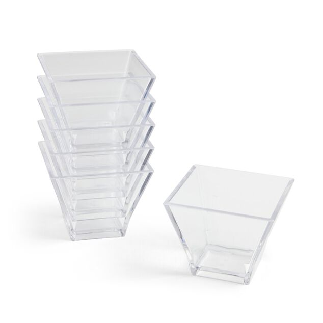 Lot de 6 verrines 88ml en plastique transparent 6x6xH5cm