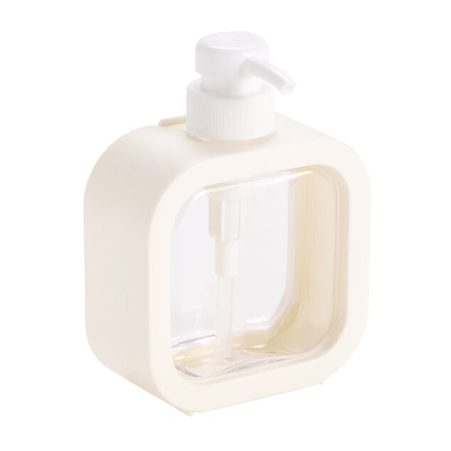 Distributeur &agrave; savon plastique centre transparent contour uni 11x5xH15cm (2 mod&egrave;les)