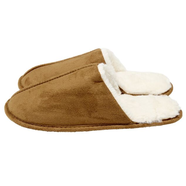 Chaussons homme marron fourr&eacute;s blancs 44/45