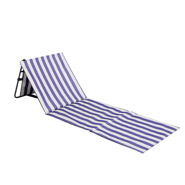 Dossier de plage marini&egrave;re bleu et blanc 143x51xH41cm