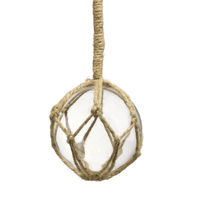 Boule d&eacute;corative en verre et jute &Oslash;11,5xH12cm (3 mod&egrave;les)