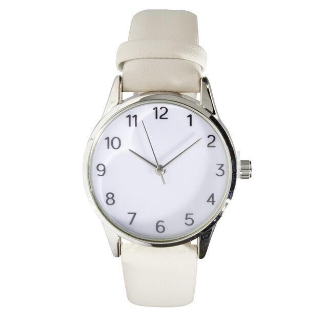 Montre femme cadran rond acier argenté bracelet simili Ø3,5xH23cm (4 modèles)