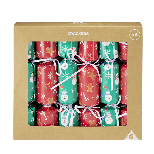 Lot de 6 crackers festif de No&euml;l en papier &agrave; remplir