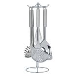 Set de 6 ustensiles de cuisine avec support inox gris Ø16xH40,5cm