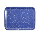 Plateau de service rectangulaire mélaminé bleu motif astral 21,7x28,7cm