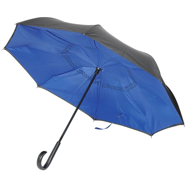 Parapluie invers&eacute; bleu et noir