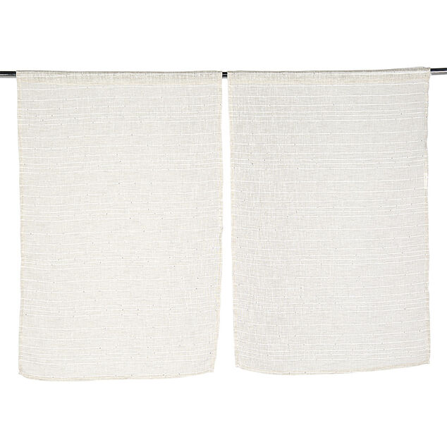 Vitrage passe tringle x2 effet sequin taupe 60x90cm