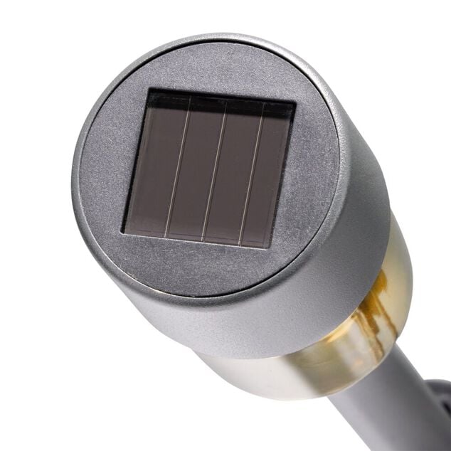 Borne solaire &agrave; planter plastique gris fum&eacute; &Oslash;5xH34cm