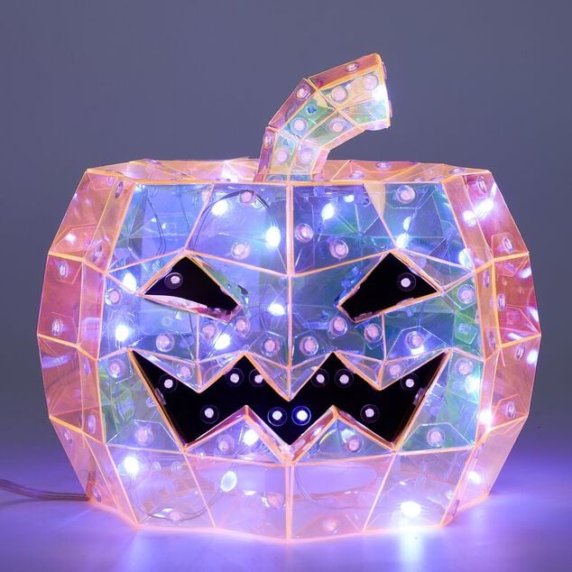D&eacute;coration lumineuse Halloween LED USB t&ecirc;te de citrouille &Oslash;20xH17cm