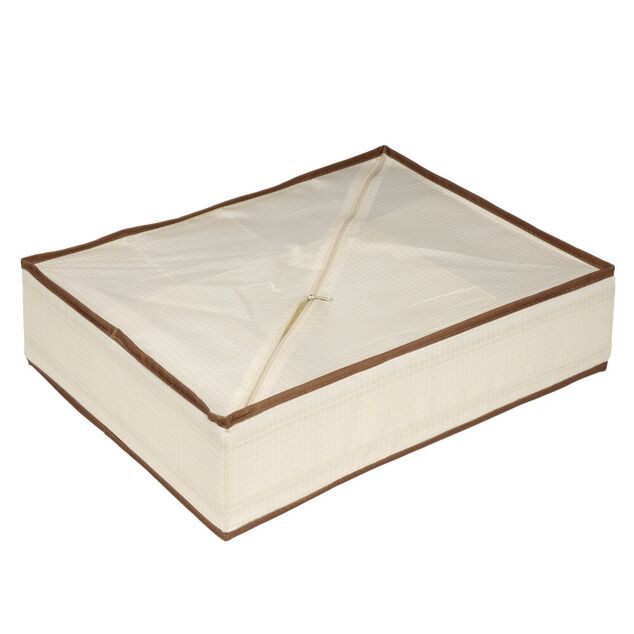Pani&egrave;re de rangement compartiment&eacute;e 16L 6 cases polycoton beige et marron 44x34cm