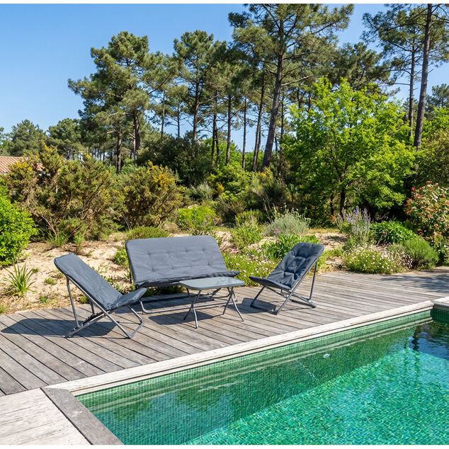 Ensemble salon de jardin 4 places Imen gris anthracite