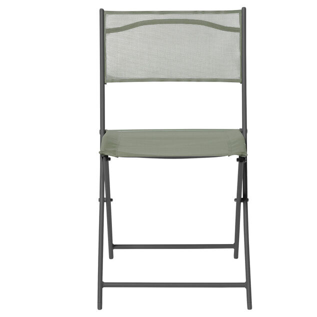 Chaise de jardin pliante London m&eacute;tal textil&egrave;ne vert 45x50xH81cm