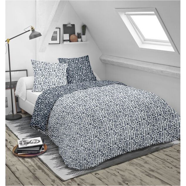 Parure de lit 140x200cm 1 personne coton motif imprimé 3 pièces (6 modèles)