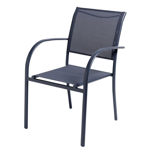 Fauteuil de jardin Oslow m&eacute;tal et textil&egrave;ne gris 63xH86x56cm