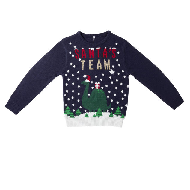 Pull de Noël enfant Santa's Team licorne rose