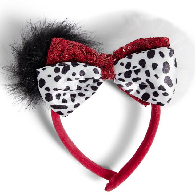 Serre-t&ecirc;te Disney Cruella adulte rouge noir blanc 18x18cm