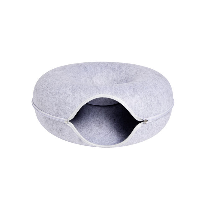 Tunnel pour chat en feutrine grise &Oslash;50xH20cm