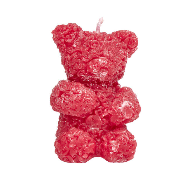 Bougie forme oursons relief fleurs 4x5xH6,5cm (2 mod&egrave;les)