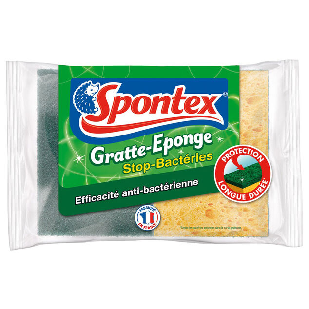 &Eacute;ponge grattante stop bact&eacute;rie Spontex x 2
