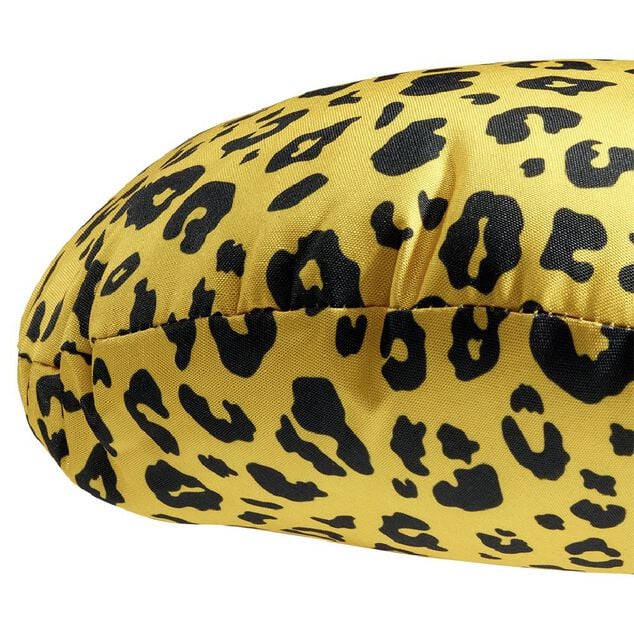 Coussin d'ext&eacute;rieur d&eacute;perlant motif l&eacute;opard jaune et noir &Oslash;40cm