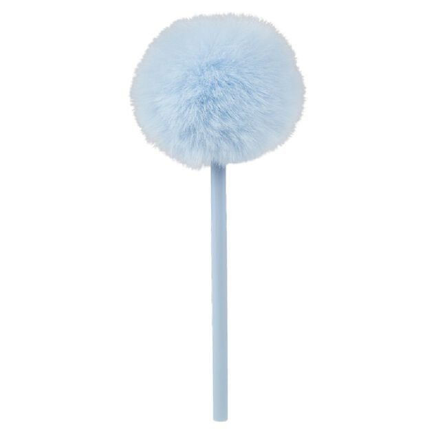 Stylo pompon tulle bleu L22cm