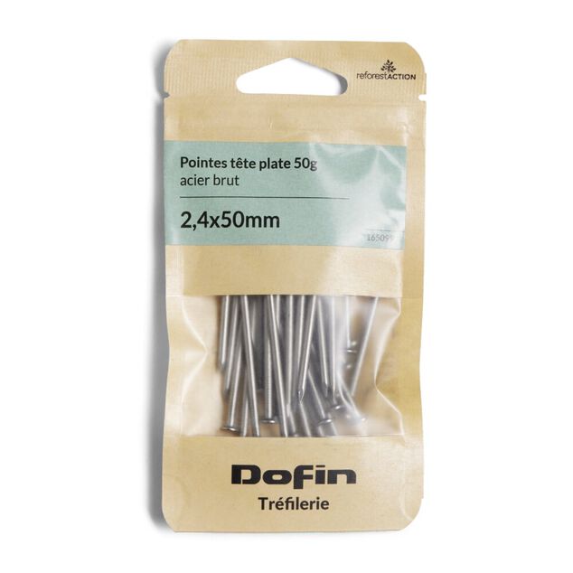 Lot de 50 pointes &agrave; t&ecirc;te plate 50mm