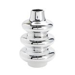 Vase ondulé en céramique métallisée doré ou argenté Ø16xH24,5cm (2 modèles)