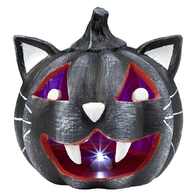 Citrouille t&ecirc;te de chat led couleur changeante d&eacute;coration Halloween
