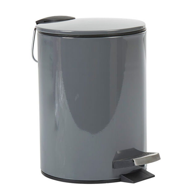 Poubelle salle de bain grise fonc&eacute; 3 L