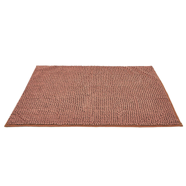 Tapis de salle de bain chenille marron 80x50 cm