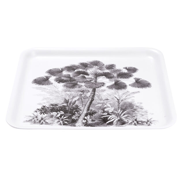 Plateau carr&eacute; m&eacute;lamin&eacute; motif arbre gris et blanc 33x33cm
