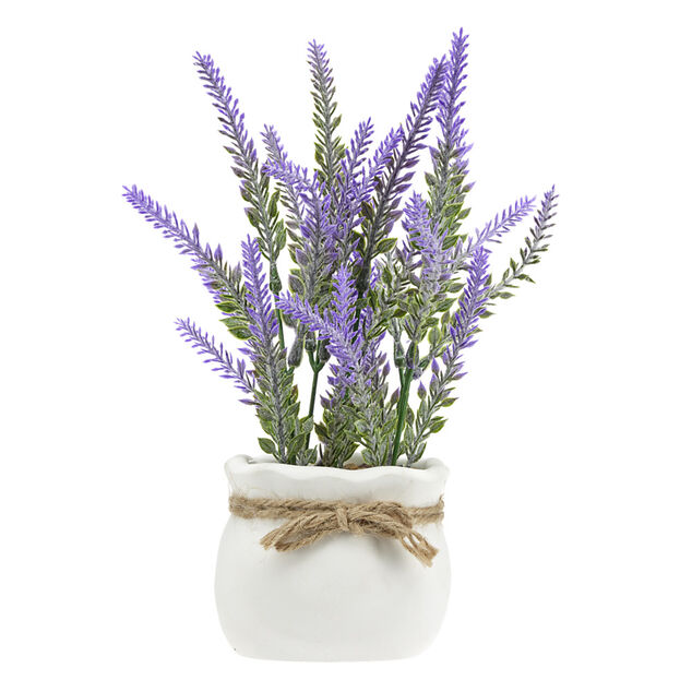 Pot de lavande artificielle en ciment &Oslash;8xH20cm