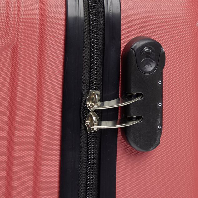 Valise cabine rigide 30L trolley 4 roulettes plastique ABS rouge 32,5x21xH51cm