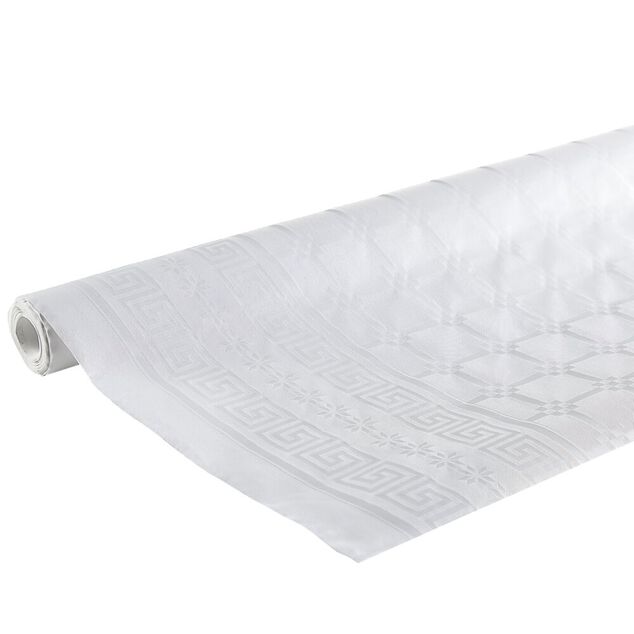 Nappe en papier damassée blanche à motifs 1,2x10m