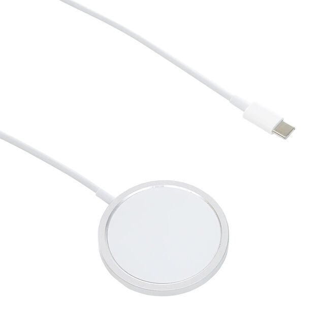 Chargeur magn&eacute;tique iPhone charge rapide &Oslash;5,6cm blanc