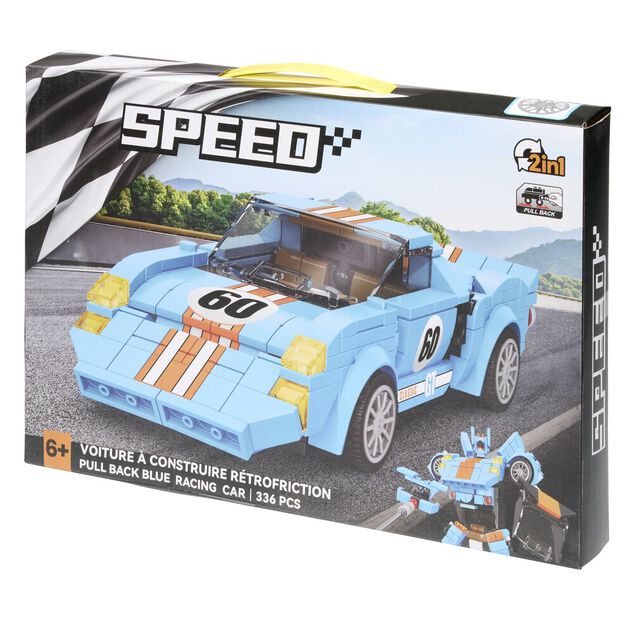 Jeu bloc de construction enfant gar&ccedil;on voiture robot 336 pi&egrave;ces plastique bleu
