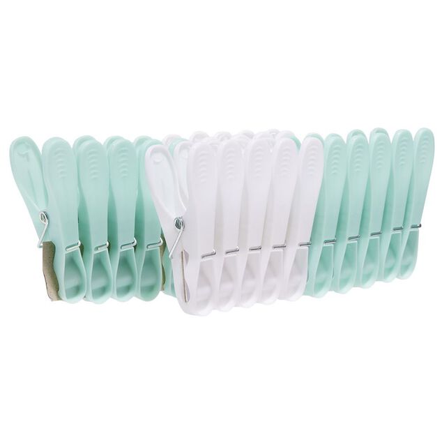 Pince &agrave; linge bleu opaque blanc x20