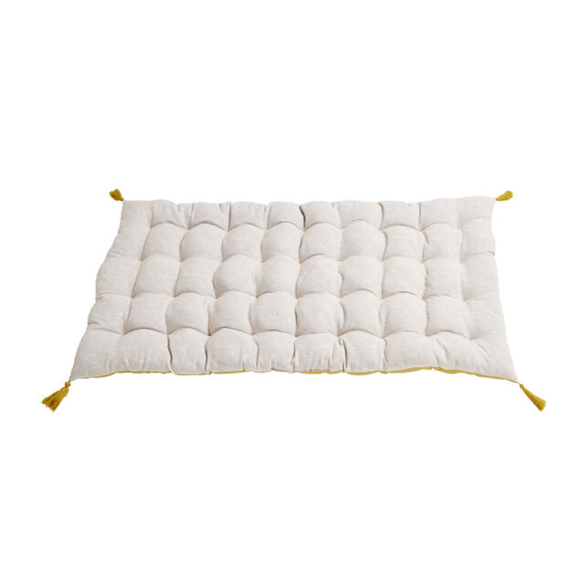 Matelas de sol 120x60cm pompons polycoton jaune