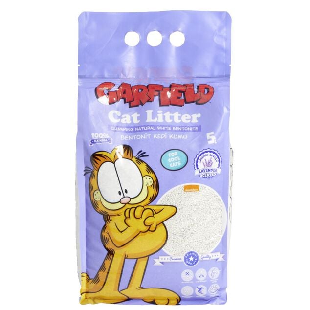Litière naturelle pour chat Garfield senteur lavande bentonite 5kg
