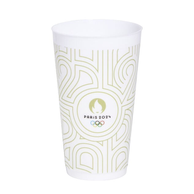 Gobelet r&eacute;utilisable polypropyl&egrave;ne blanc JO Paris 2024 650mL