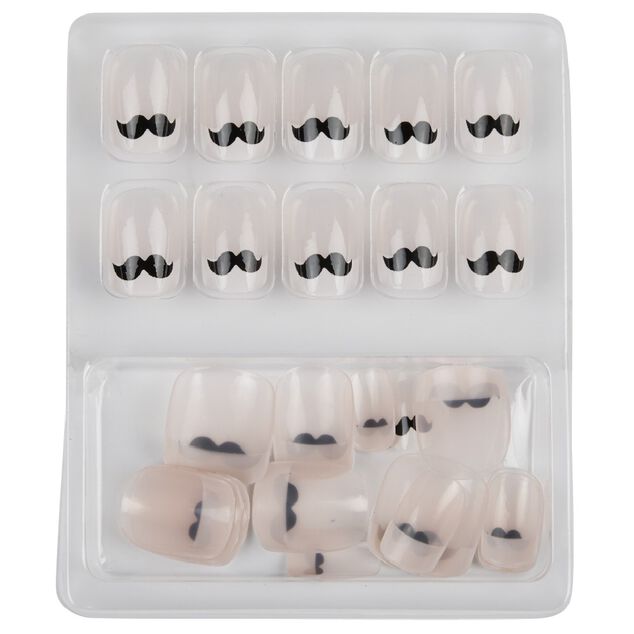 Kit faux ongles motif moustache 24 pi&egrave;ces