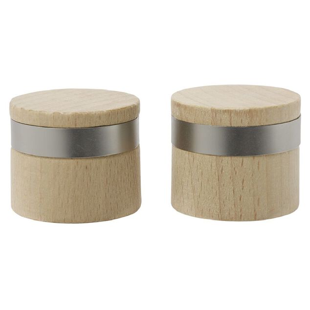 Embout de tringle en bois naturel bague m&eacute;tal &Oslash;28mm x2