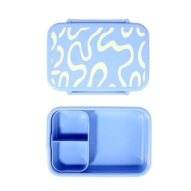 Lunch box plastique 800ml avec s&eacute;parateur lignes ondul&eacute;es 13x18xH6cm (2 mod&egrave;les)