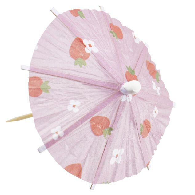 Pique cocktail parasol x20 papier motif floral fruit rose et bleu &Oslash;8xH13cm