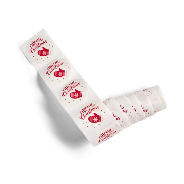 Étiquette pour paquet cadeau Noël ronde Merry Christmas 50 pièces