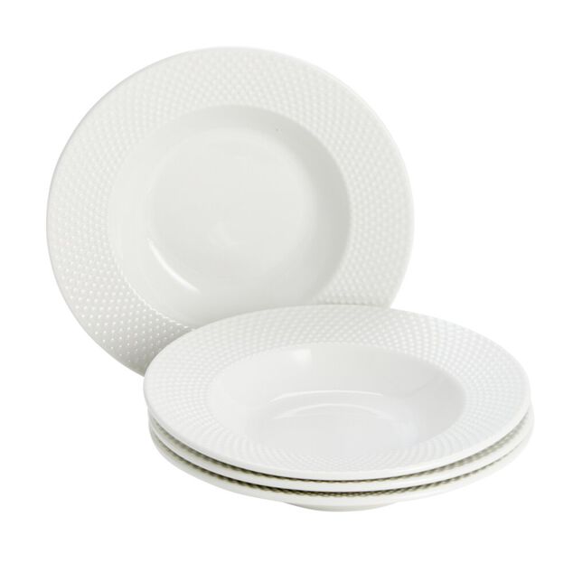 Assiette &agrave; soupe x4 porcelaine blanche &Oslash;22cm