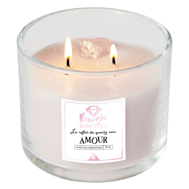 Bougie roches pierre porte bonheur 35 h