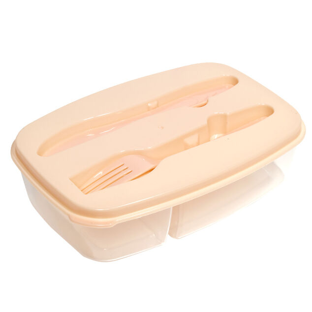 Boîte lunch 1L avec fourchette et couteau 22,5x15,5xH12cm (2 modèles)