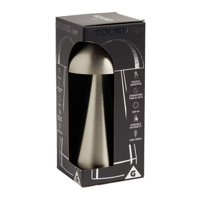 Lampe de table Roundi USB tactile grise Ø9,5xH22,5cm